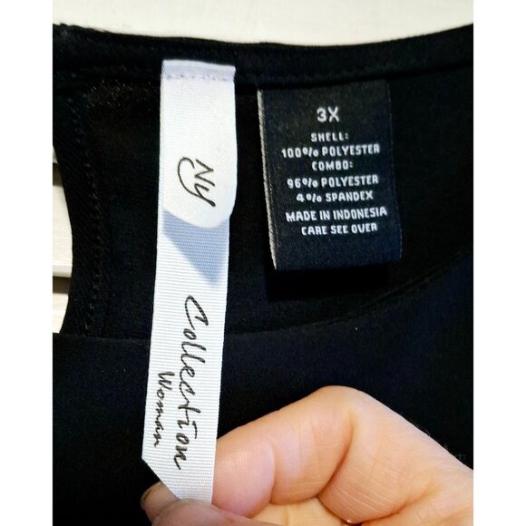 NY Collection Womens Black Sleeveless Tunic Top 3X With Laser-Cut Hem Detailing - Picture 6 of 9